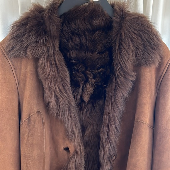 🤎 Luxury Italian Fur Shearling Coat in Chocolate Brown 🤎 - Picture 14 of 17